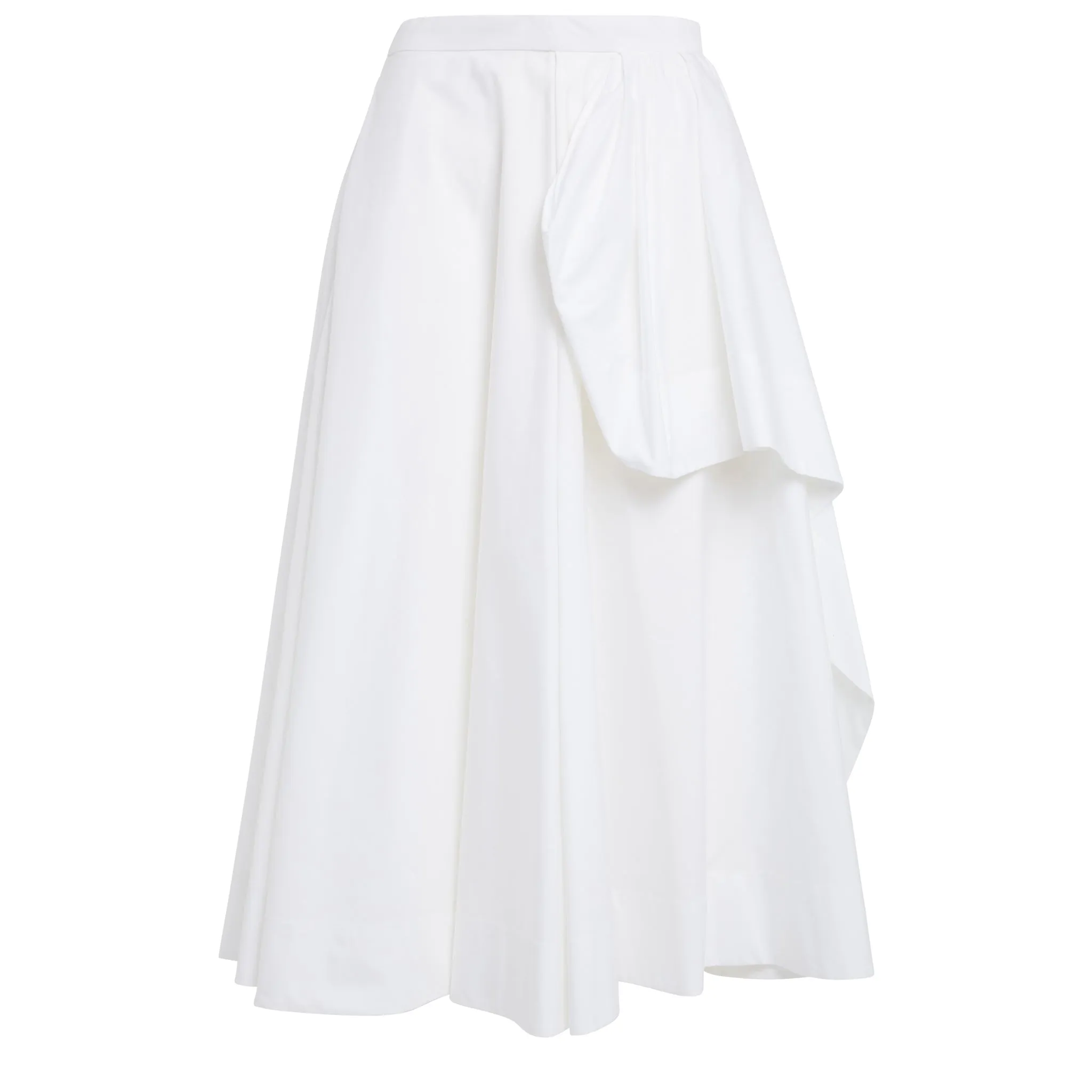 ALEXANDER MCQUEEN  Gonna midi con drappeggi in cotone bianca