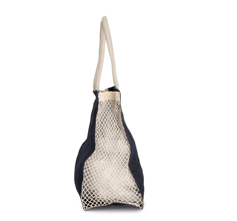 Borsa shopping con soffietto in rete