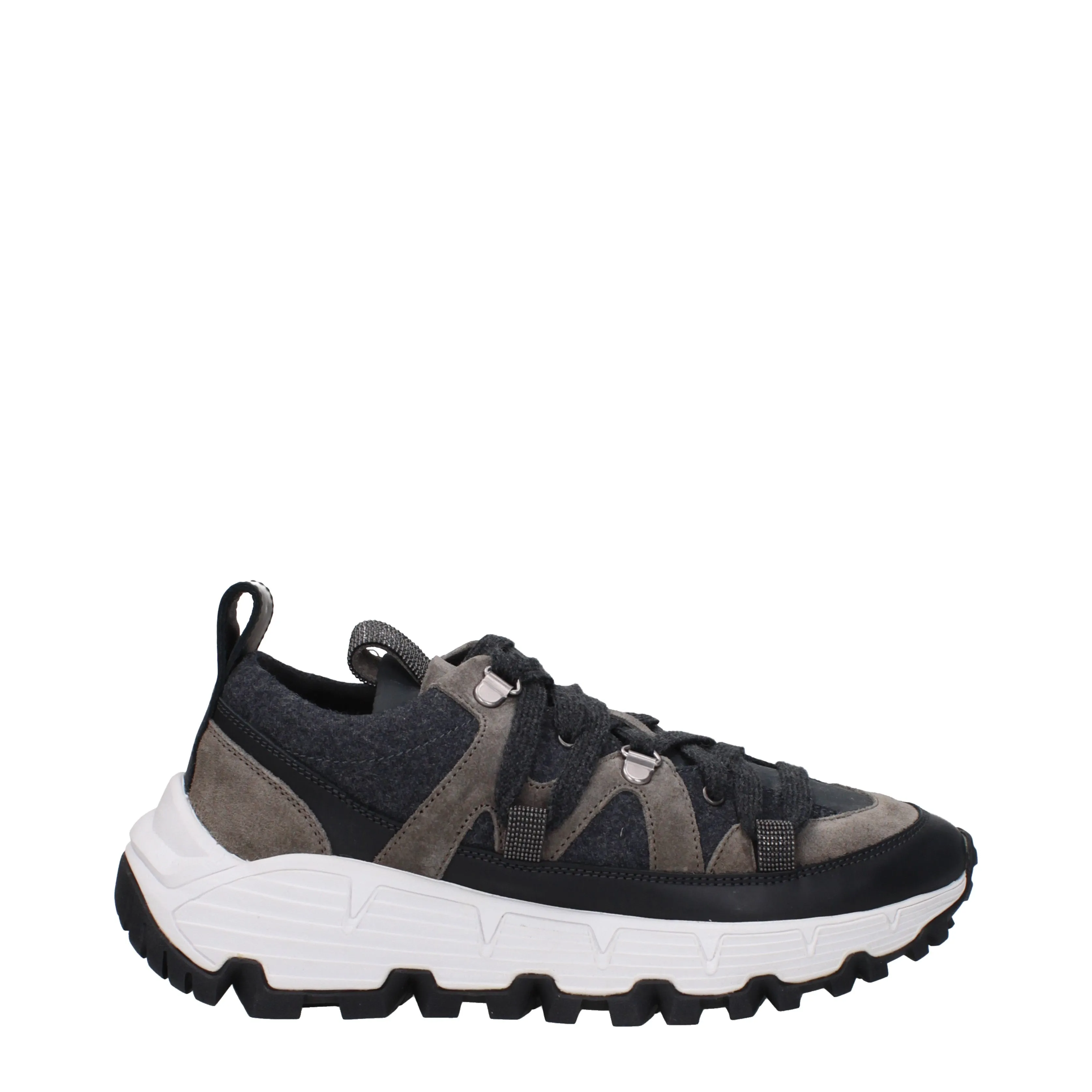 Brunello Cucinelli Sneakers Vibram Donna Tessuto Grigio