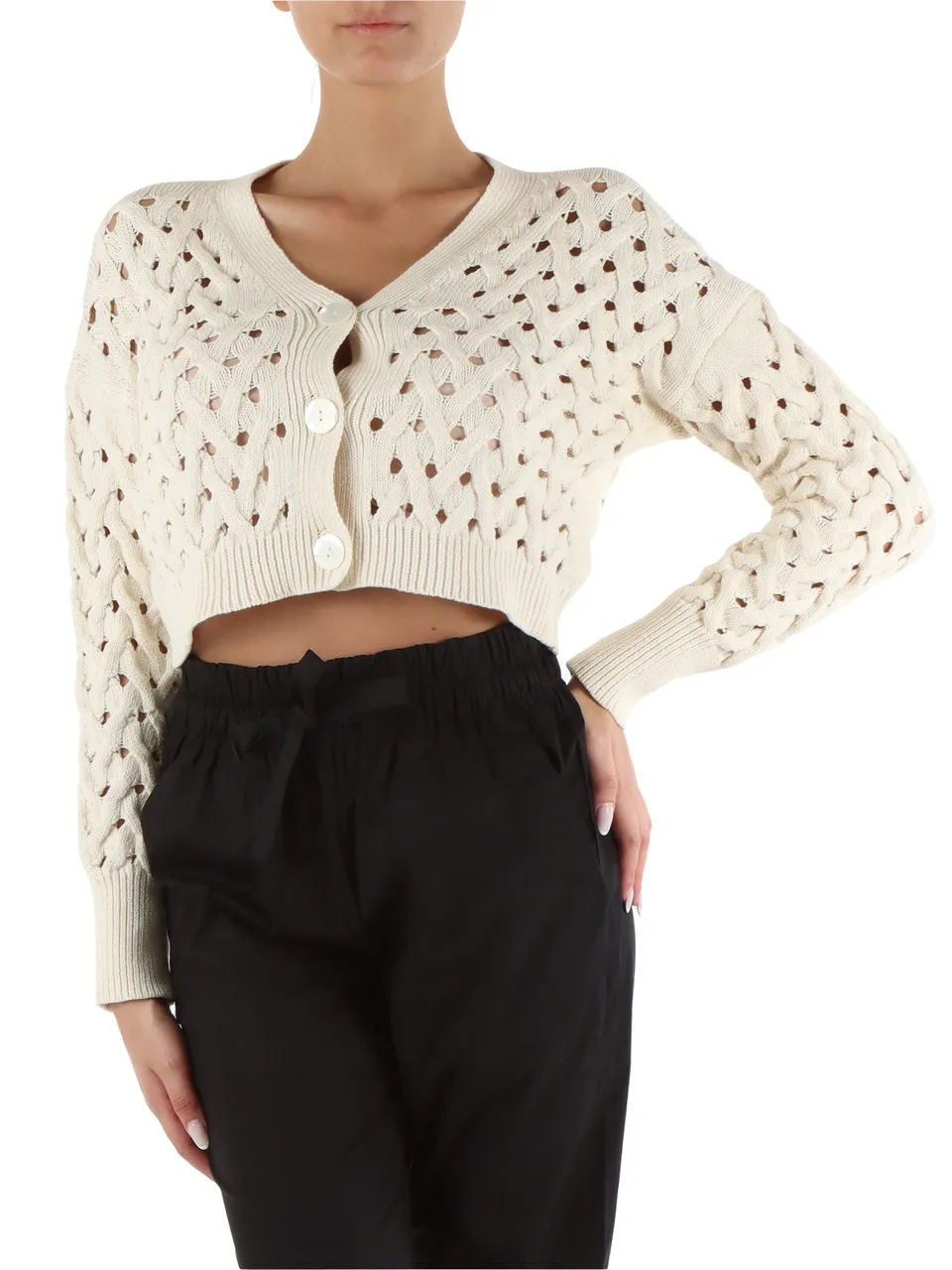 Cardigan cropped in misto cotone