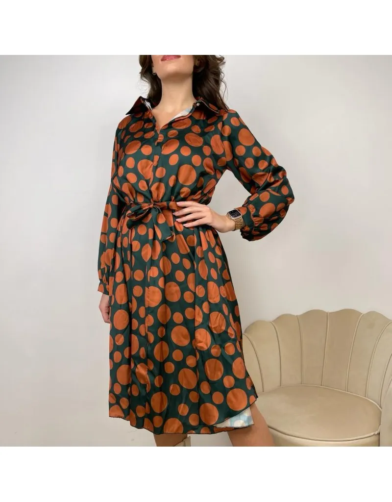 DRESS MIDI POIS VERDE