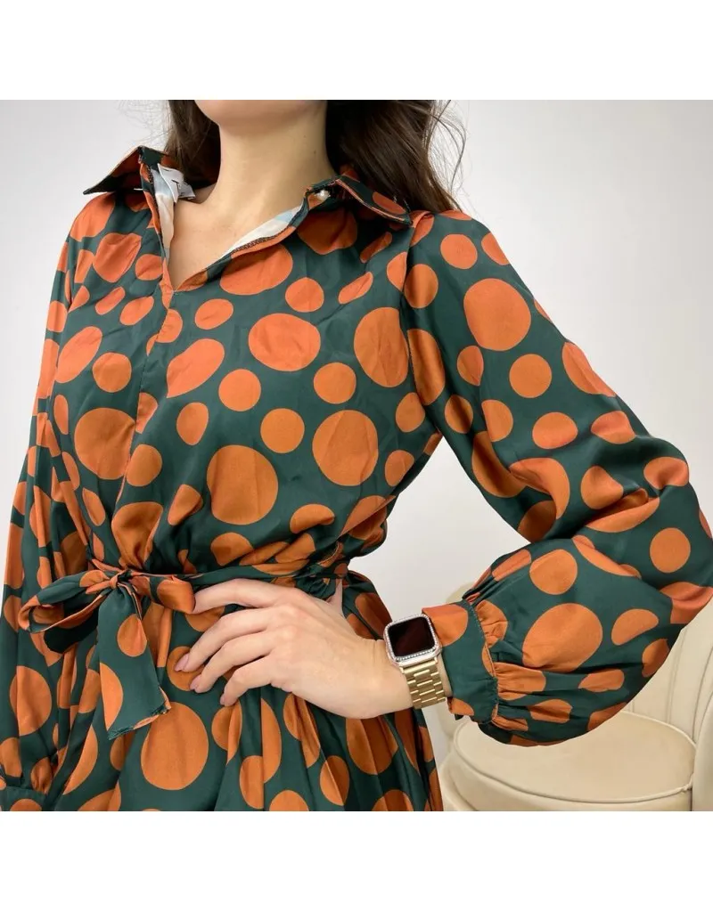 DRESS MIDI POIS VERDE