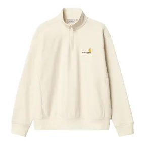 Felpa Uomo Carhartt WIP Half Zip American Script Bianco Panna