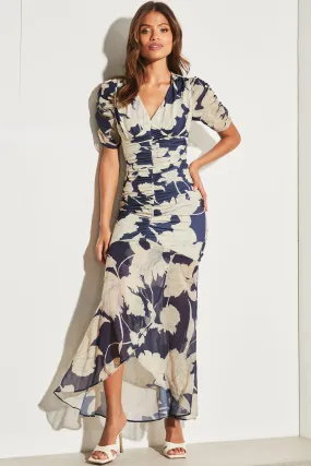 Lipsy - Abito maxi estivo a rete con ruches sulle maniche Scollo a V