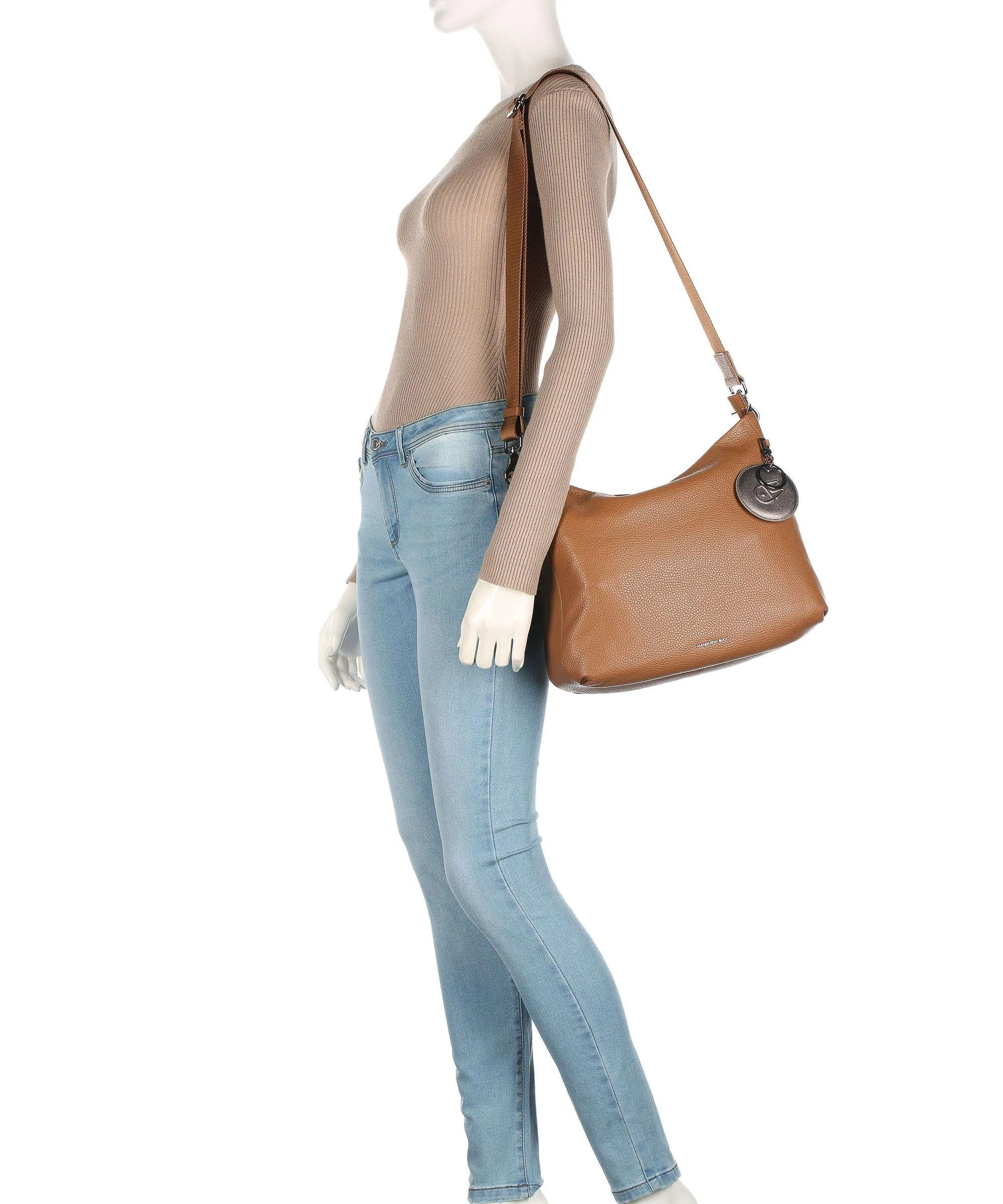  Mandarina Duck Mellow Leather Borsa a spalla pelle di vitello grana marrone  