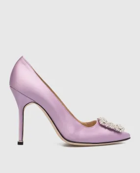 Manolo Blahnik Scarpe da barca HANGISI viola con strass HANGISI