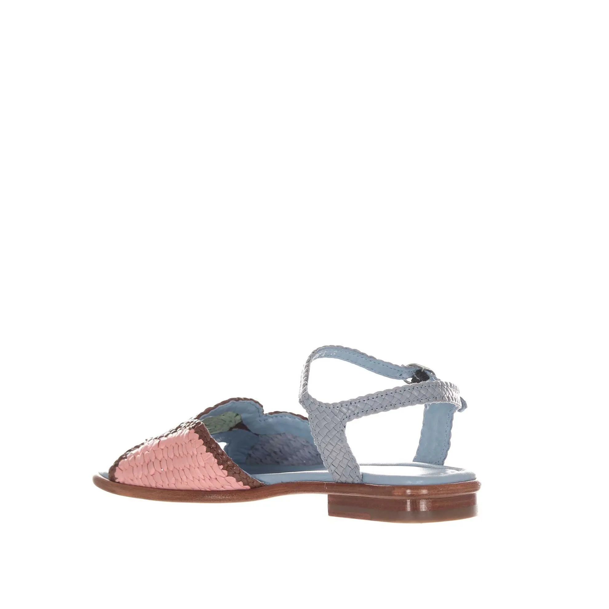 Sandali bassi tina in pelle intrecciata multicolor