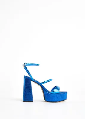 Sandali platform in pelle laminata