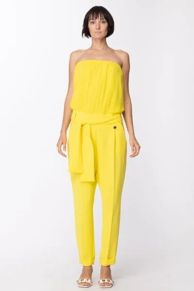 Tuta lunga off-shoulder con fusciacca Giallo Sun