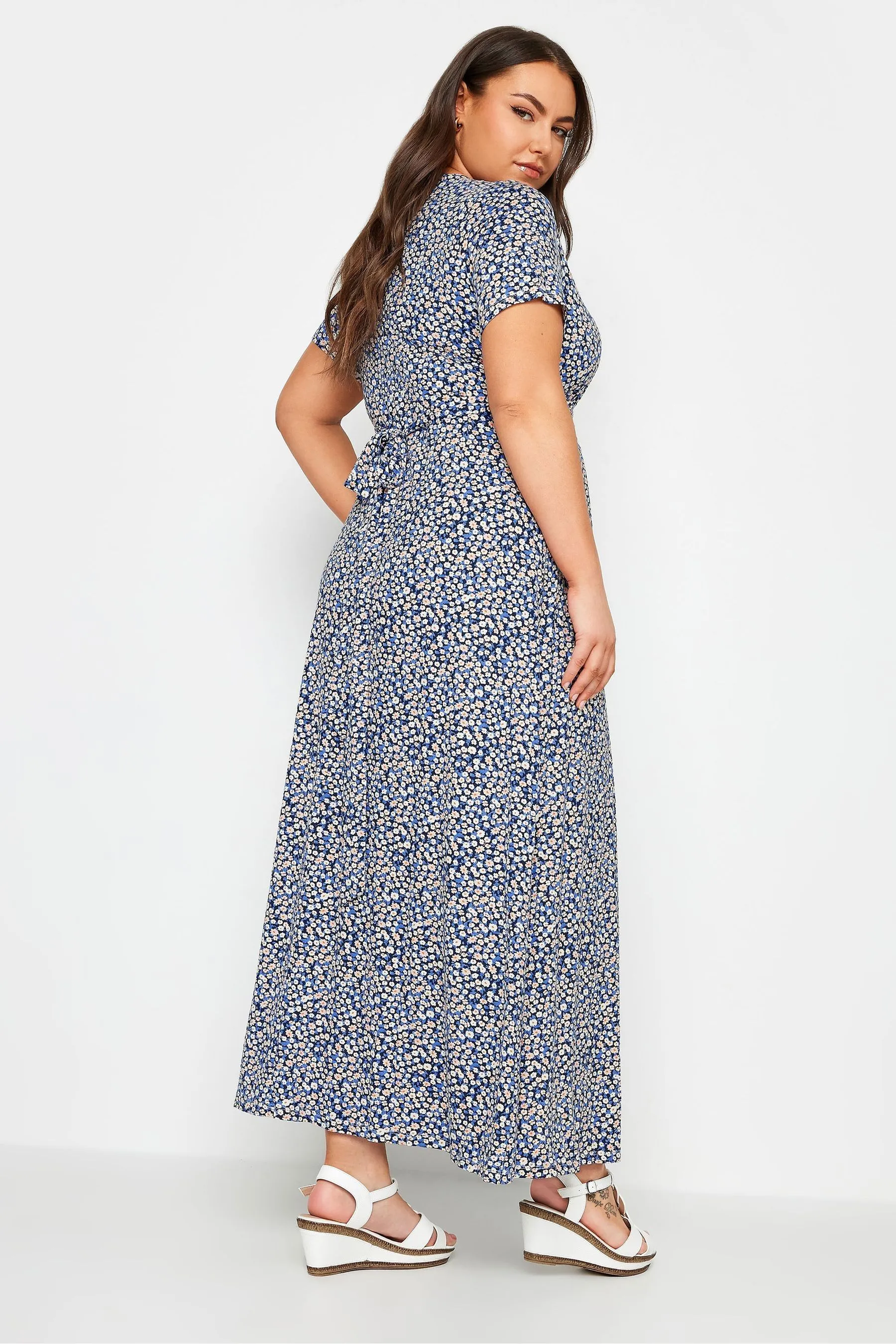 Yours Curve Floreale - Abito maxi a portafoglio